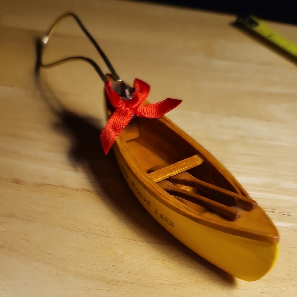 Big Moose Lake Yellow Canoe Ornament - Picture 3 of 5
